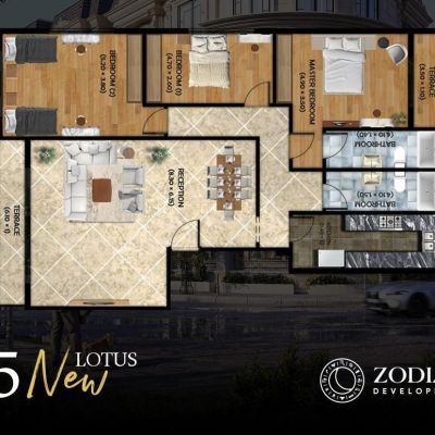 215 sqm apartment, repeated floor, in the new Lotus in the settlement, lowest down payment