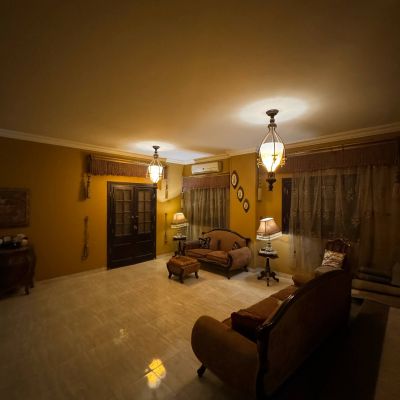 Ground floor apartment, 620 square meters + private garden, apartment area 350 square meters, super deluxe, for sale in the Fifth Settlement, Obour City